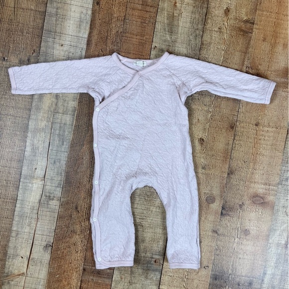 Burt's Bees Baby 6-9 Months Quilted Kimono Pastel Soft Pink Romper Bodysuit - Picture 1 of 8